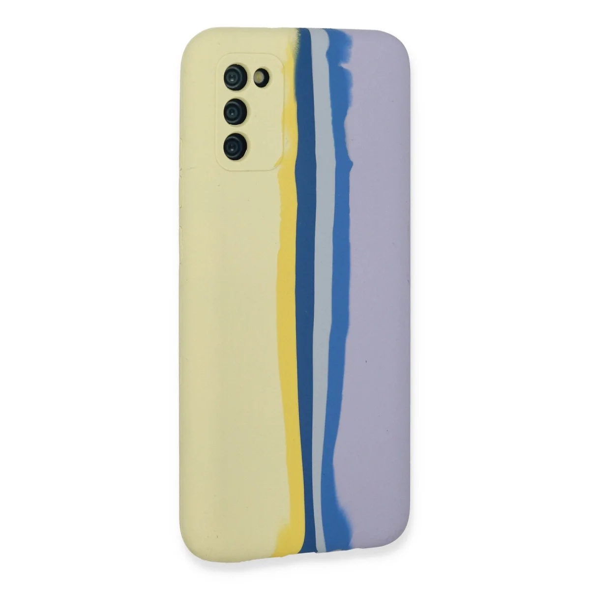 Samsung Galaxy A03s Kılıf Ebruli Lansman Silikon - Sarı-lila görsel 3