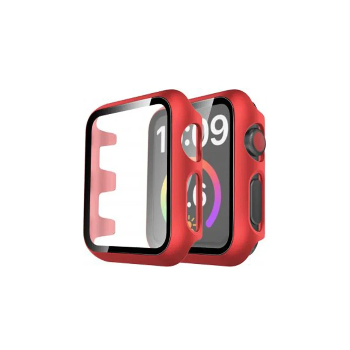 Apple Watch 42mm Camlı Kasa Ekran Koruyucu - Kırmızı