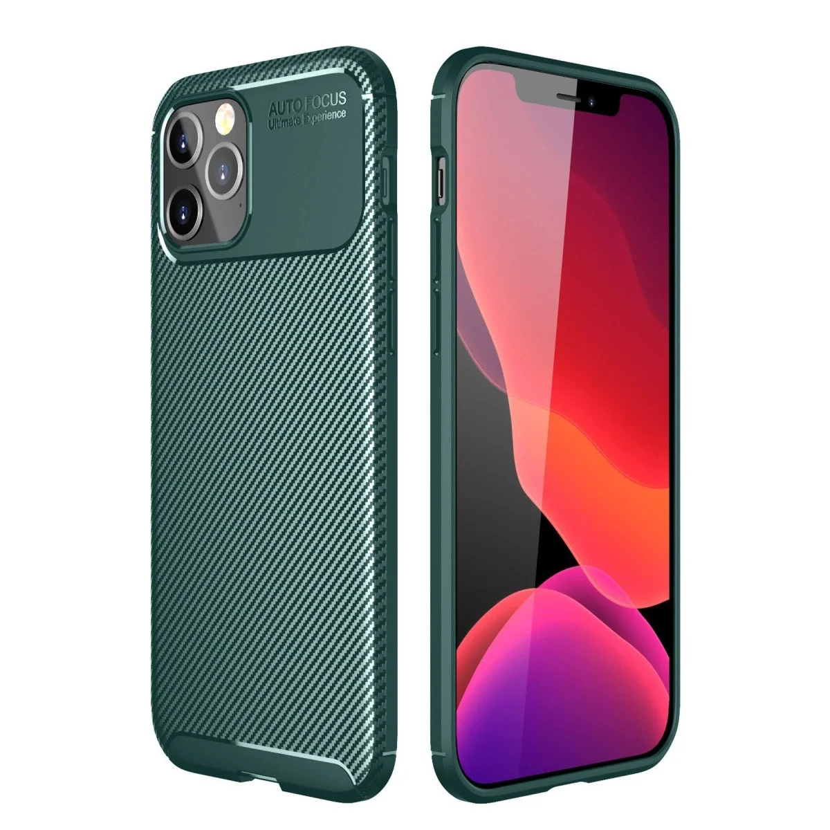 Apple İphone 11 Pro Kılıf Auto Focus Karbon Kapak - Yeşil