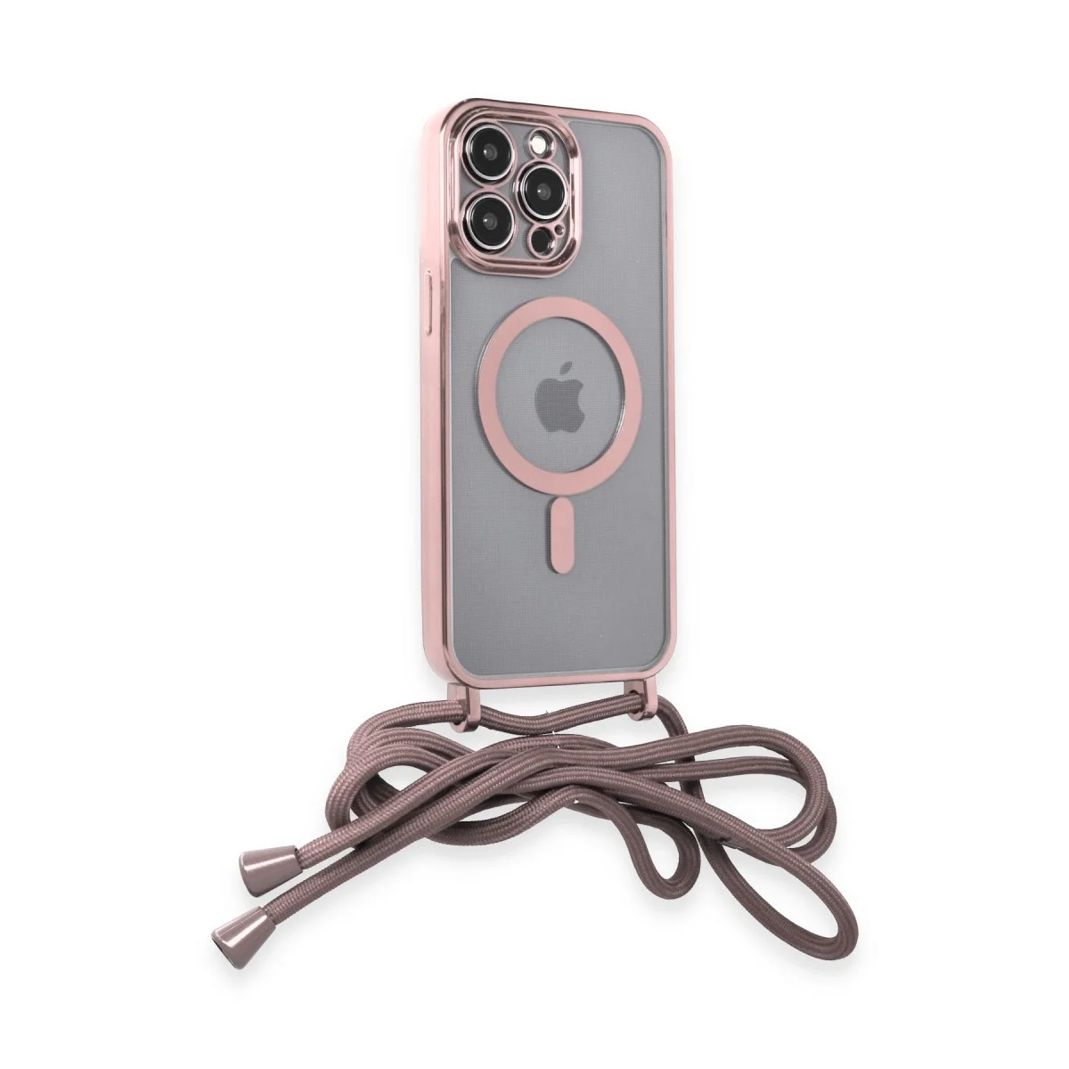 Apple İphone 12 Pro Max Kılıf Divo Lazer Askılı Magsafe Kapak - Pembe görsel 2