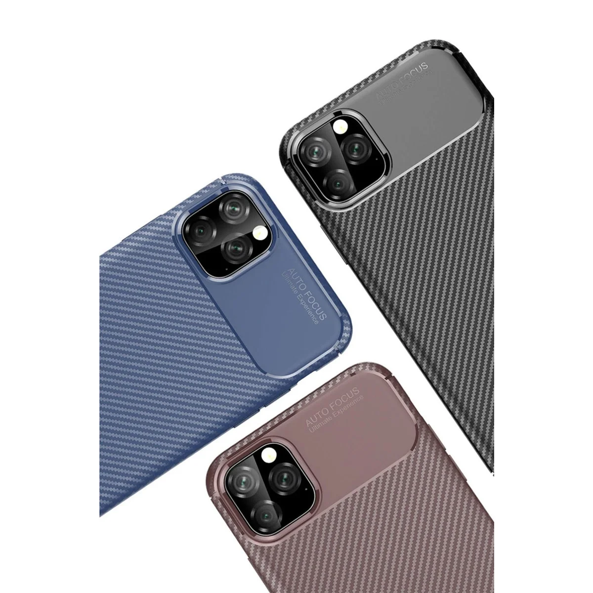Apple İphone 11 Pro Max Kılıf Auto Focus Karbon Kapak - Kahverengi görsel 4