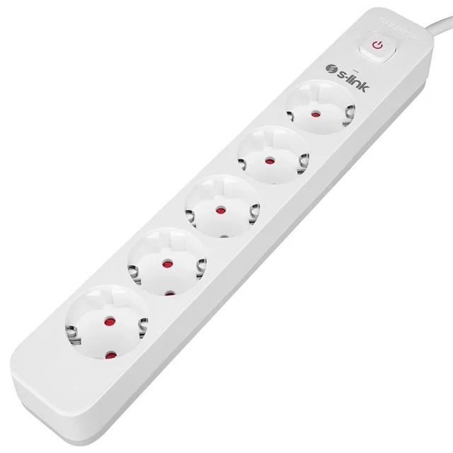 S-Link SPG501S 1.5 Metre Kablolu 750 Joule 1.5 Mm Anahtarlı 5’li Akım Korumalı Priz