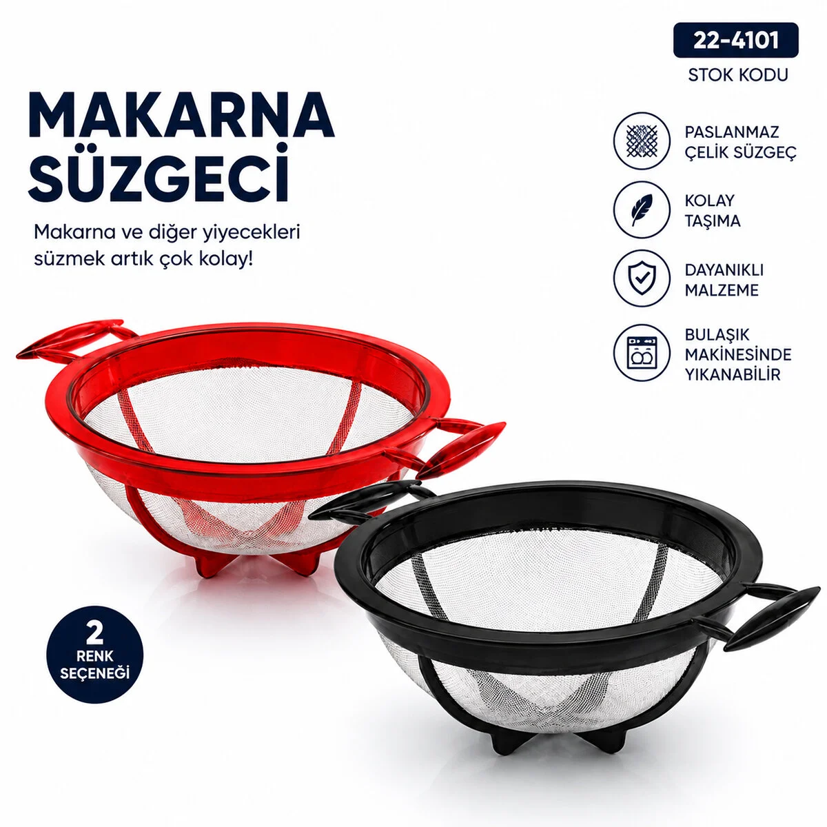 Küçük Makarna Süzgeci Plastik