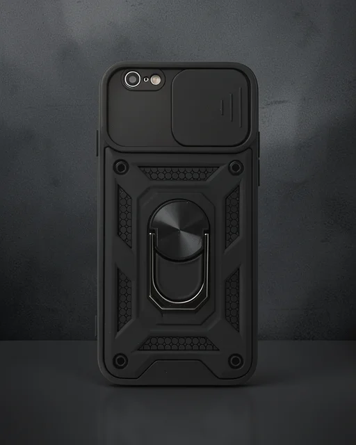 Apple İphone 6 Kılıf Pars Lens Yüzüklü Silikon - Siyah