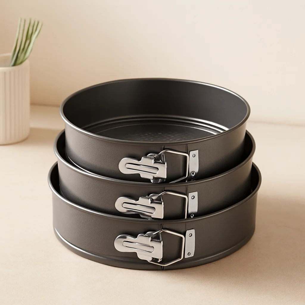 3'lü Yuvarlak Metal Kelepçeli Kek Kalıp Seti 24-26-28 cm