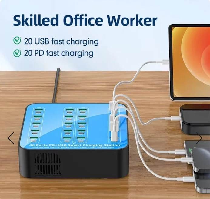 40 Portlu 400w Hızlı Şarj İstasyonu 20x Usb + 20x Type-c Pd Çıkışlı Şarj Cihazı görsel 2