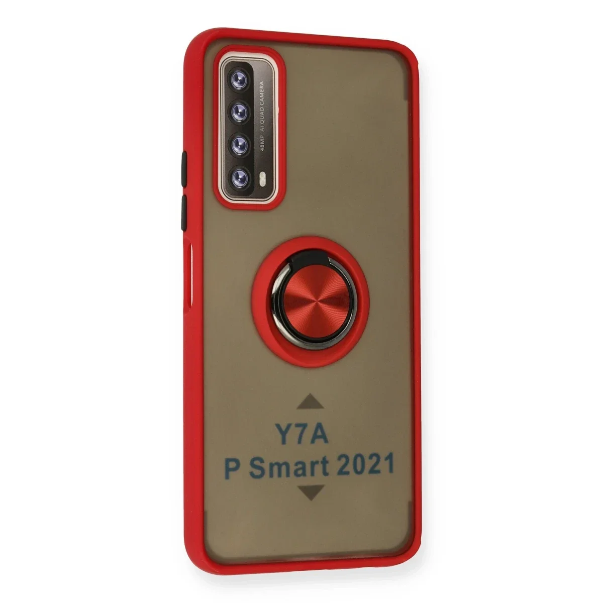 Huawei P Smart 2021 Kılıf Montreal Yüzüklü Silikon Kapak - Kırmızı görsel 2