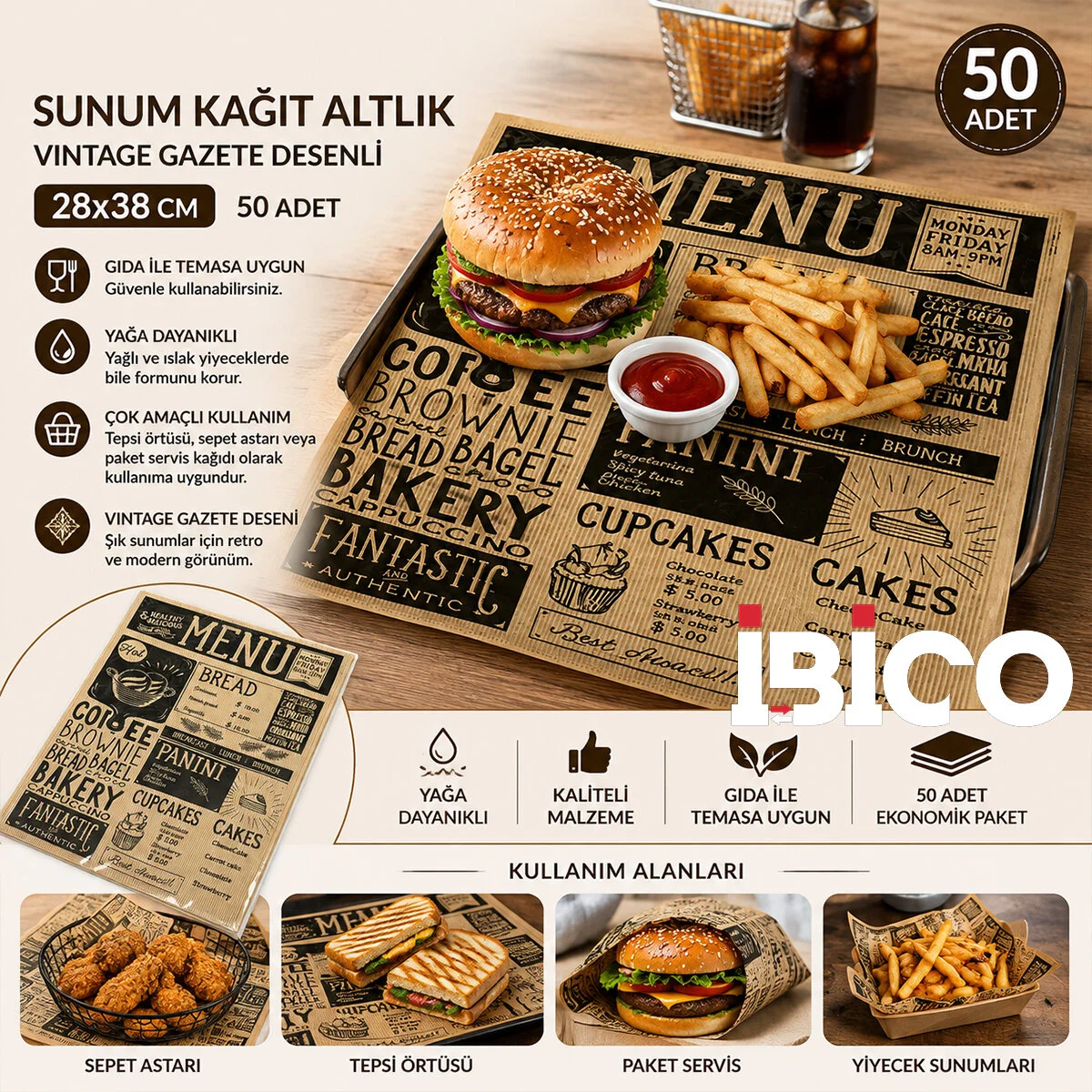 50PCS Sunum Kağıt Altlık 28X38CM görsel 2
