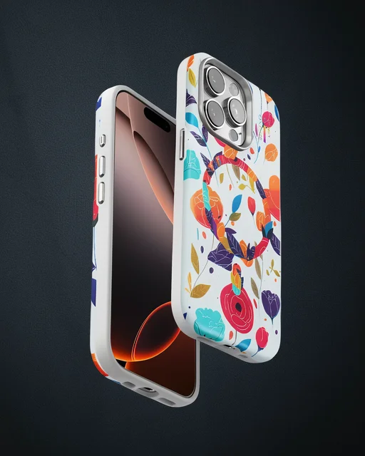Onegif Apple İphone 14 Pro Flower Series Magsafe Kapak - Beyaz