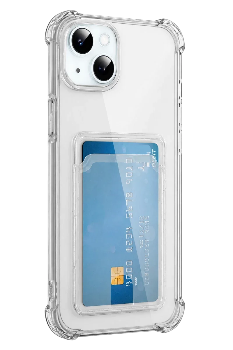Apple iPhone 15 Kılıf Kart Şeffaf Silikon - Şeffaf