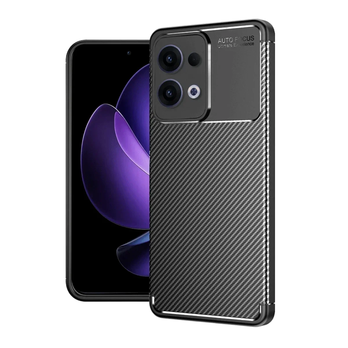 Oppo Reno 13 Pro Kılıf Auto Focus Karbon Kapak - Siyah görsel 2