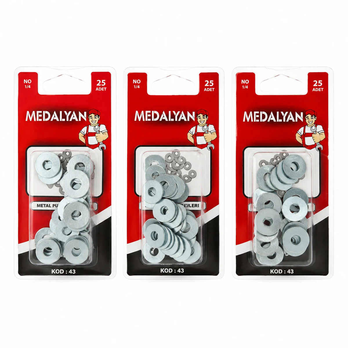 500 Adet 1/4 Metal Pul 12X25PCS