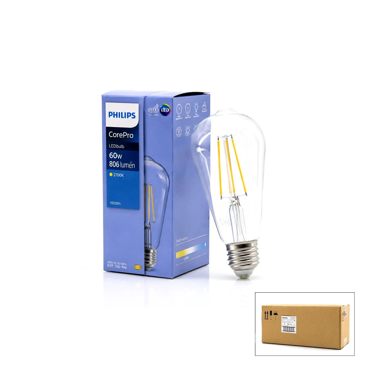 LED filament ampul ST64 E27 2700K 7W cam gövde görsel 2