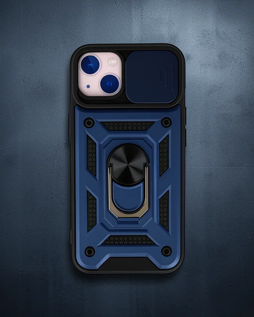 Apple İphone 13 Kılıf Pars Lens Yüzüklü Silikon - Lacivert