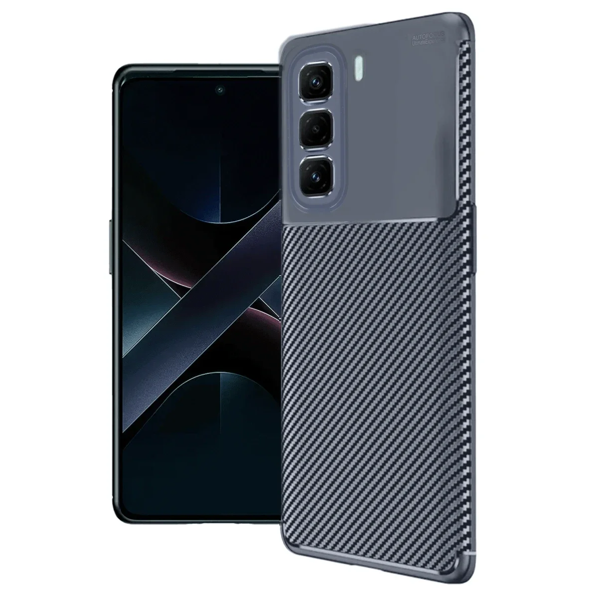 İnfinix Hot 50 4G Kılıf Auto Focus Karbon Kapak - Lacivert