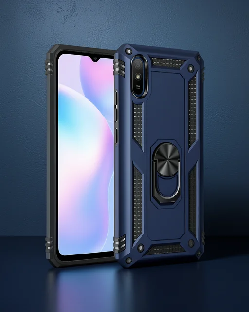 Xiaomi Redmi 9a Kılıf Sofya Yüzüklü Silikon Kapak - Lacivert