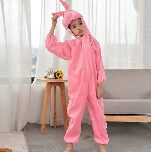 Çocuk Tavşan Kostümü Pembe Renk 4-5 Yaş 100 Cm görsel 2