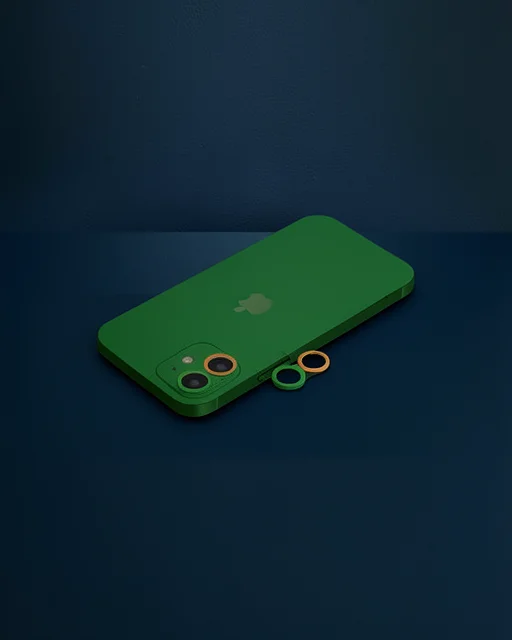 Apple İphone 12 Renkli Kamera Lens Koruma Cam - Turuncu-yeşil