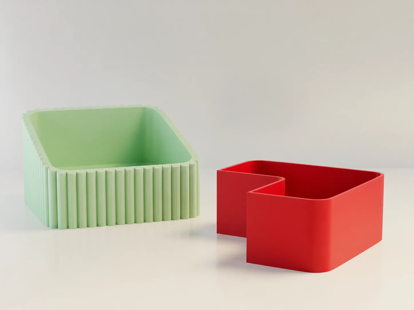 3D Baskı Fıstık Kasesi - Çift Hazneli Kabuk Ayırıcı Sunum Kasesi - Mint Kırmızı görsel 2
