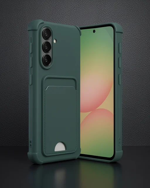 Samsung Galaxy A36 Kılıf Kelvin Kartvizitli Silikon - Koyu Yeşil