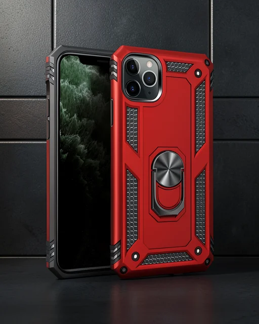 Apple İphone 11 Pro Kılıf Sofya Yüzüklü Silikon Kapak - Kırmızı