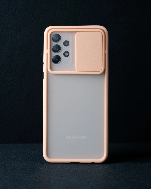 Samsung Galaxy A72 Kılıf Palm Buzlu Kamera Sürgülü Silikon - Pembe