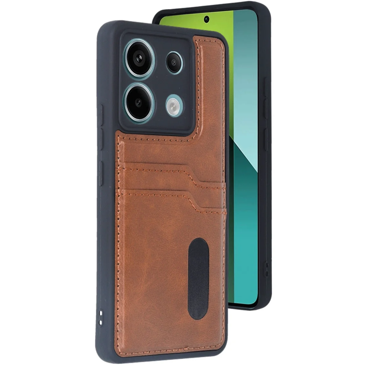 Xiao Red Note 13 Pro 5g Kılıf Sara Kartvizitli Deri Kılıf - Taba