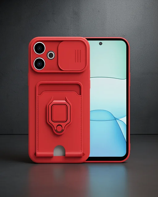 Xiaomi Redmi 13 4g Kılıf Zuma Kartvizitli Yüzüklü Silikon - Kırmızı
