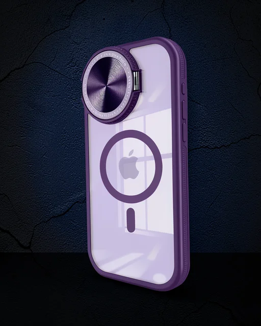 Apple İphone 15 Pro Max Kılıf Teleskop Lens Magsafe Silikon Kapak - Derin Mor