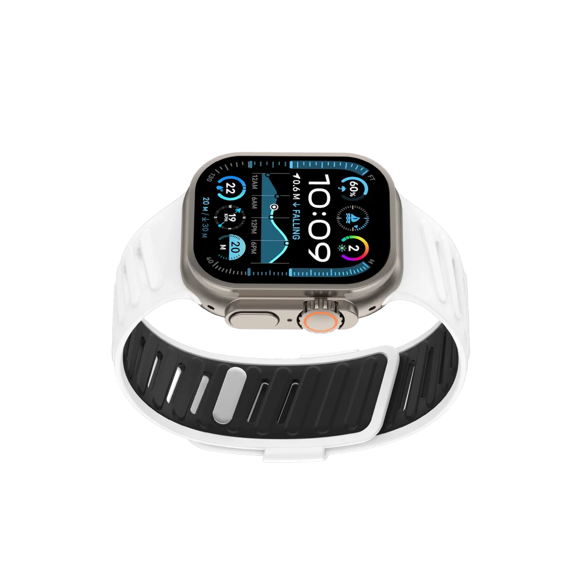 Apple Watch Ultra 49mm Twin Silikon Kordon - Beyaz-Siyah görsel 2