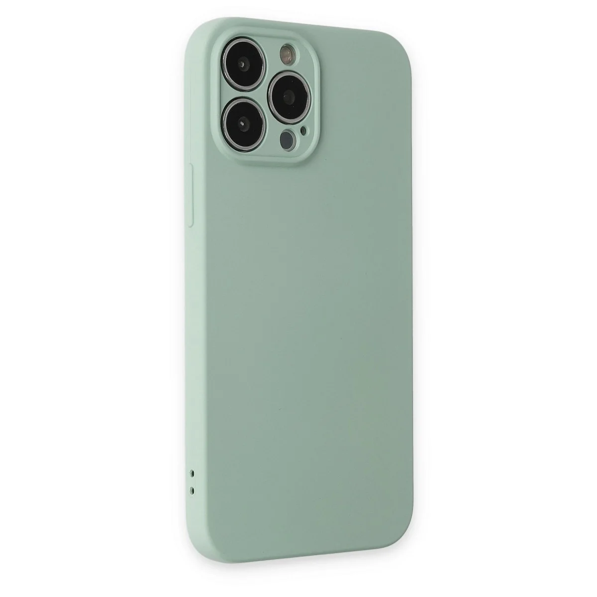 Apple İphone 13 Pro Kılıf Nano İçi Kadife Silikon - Su Yeşili görsel 2