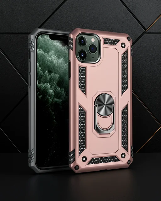 Apple İphone 11 Pro Max Kılıf Sofya Yüzüklü Silikon Kapak - Rose