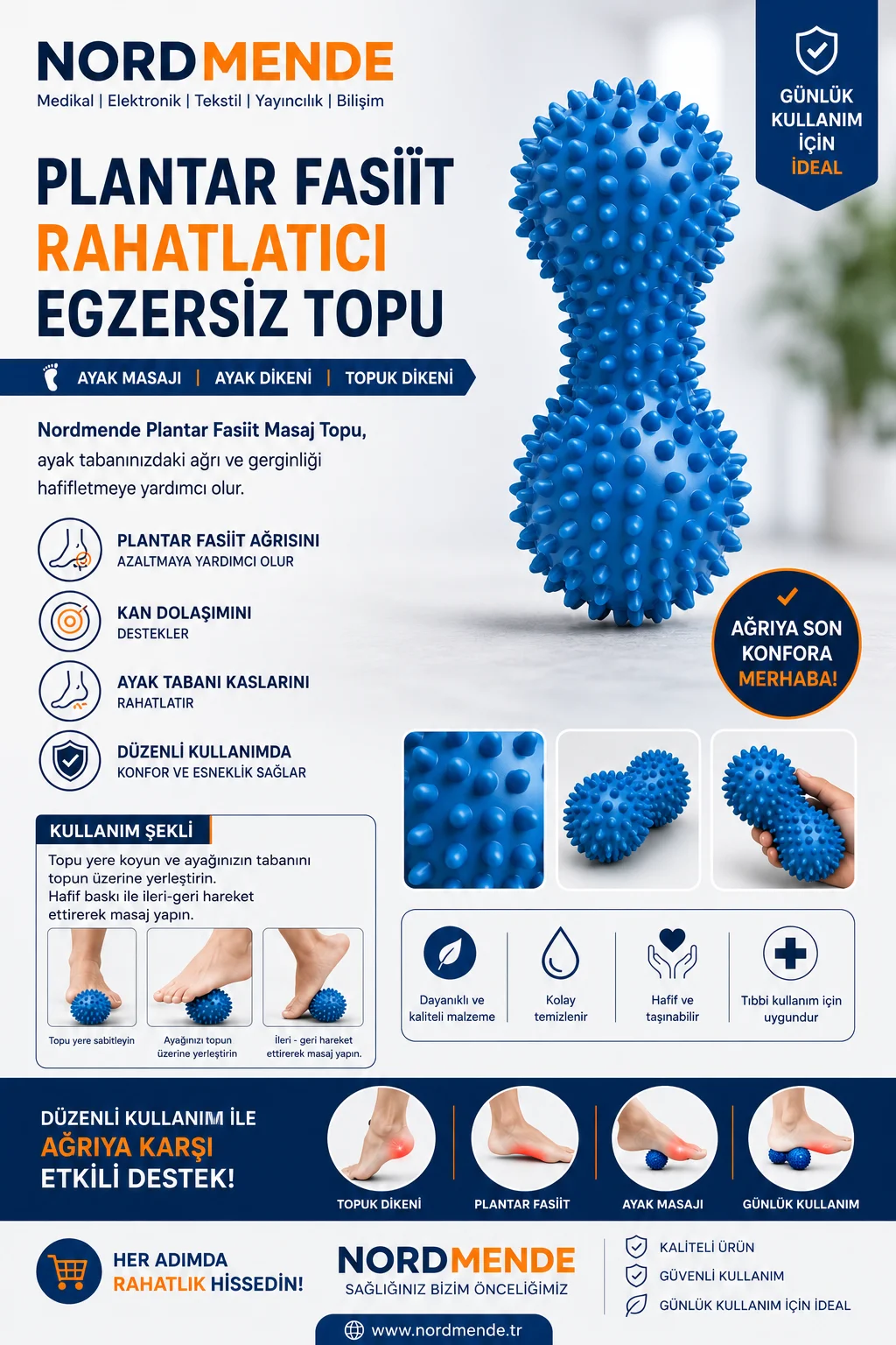 NORDMENDE Plantar Fasiit Rahatlatıcı Egzersiz Topu görsel 2