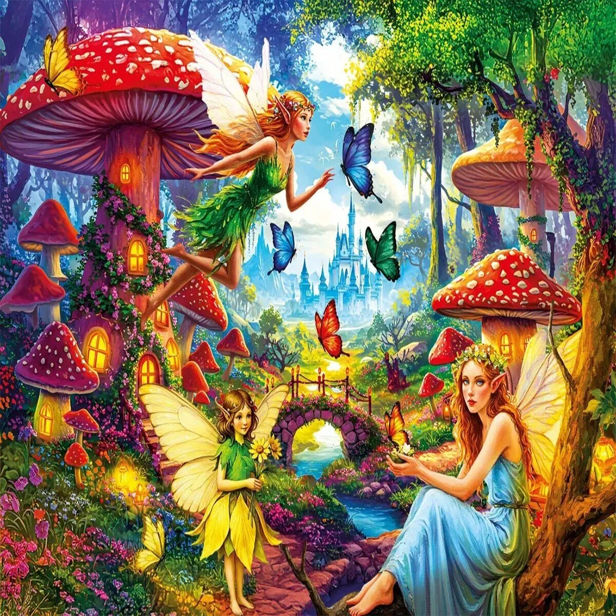 31502 Faıry Tale Mushrooms 100 Parça Puzzle görsel 2