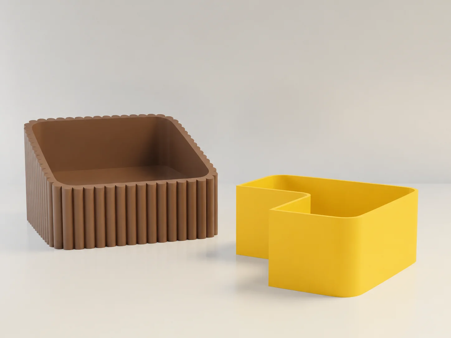 3D Baskı Fıstık Kasesi - Çift Hazneli Kabuk Ayırıcı Sunum Kasesi - Kahverengi Sarı görsel 2