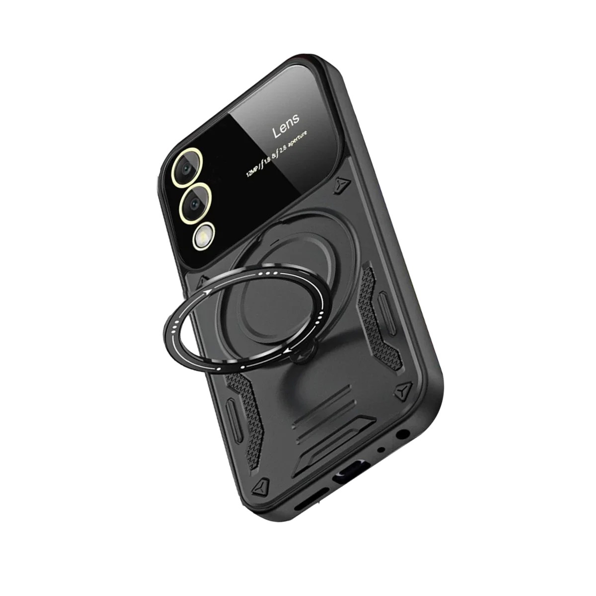 Samsung Galaxy S25 Edge Kılıf Joy Lens Standlı Kapak - Siyah görsel 4
