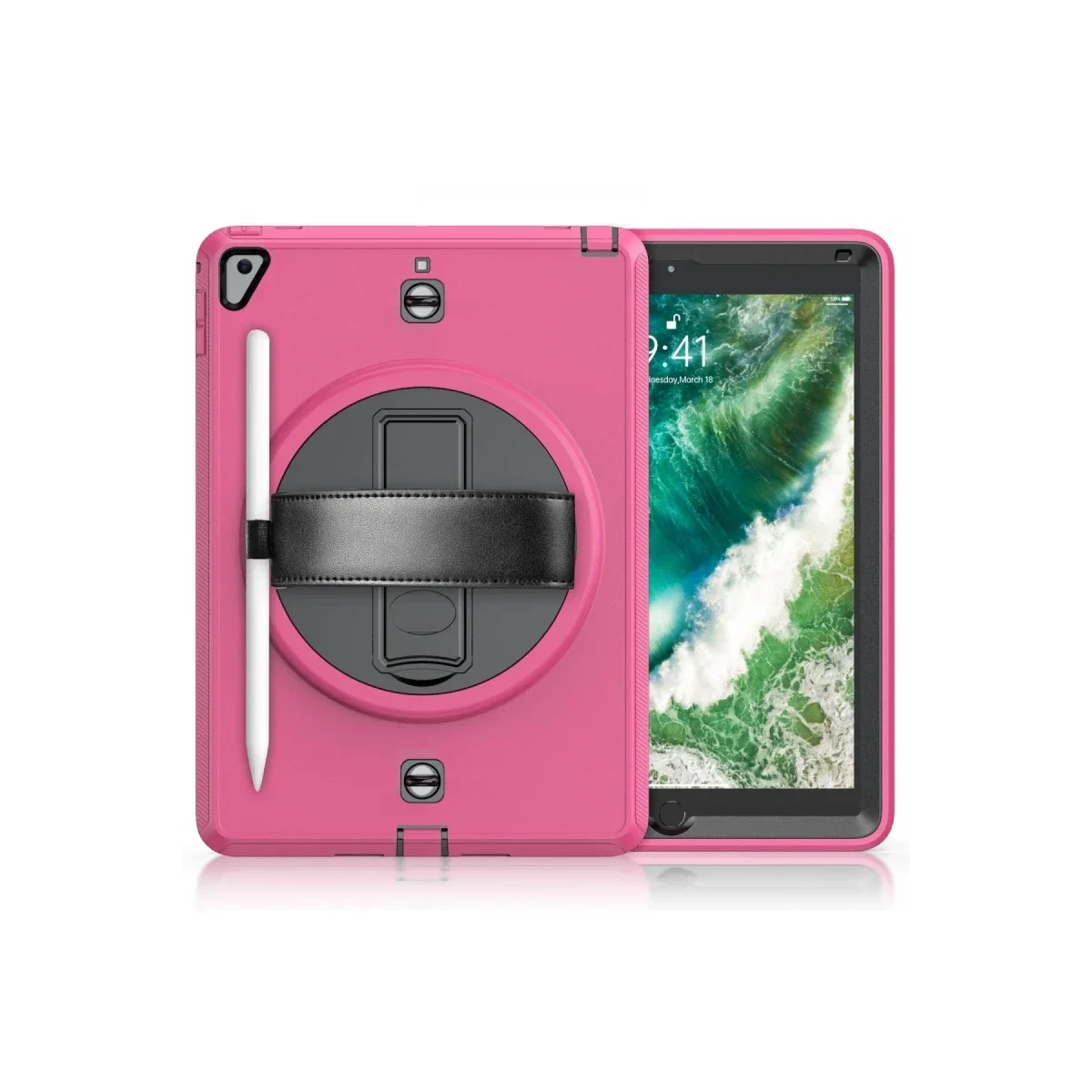 Apple iPad 5 Air 9.7 Kılıf Strap-C Otterbox Tablet Kapak - Pembe görsel 2