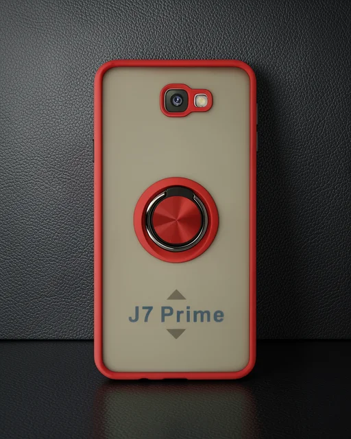 Samsung Galaxy J7 Prime Kılıf Montreal Yüzüklü Silikon Kapak - Kırmızı