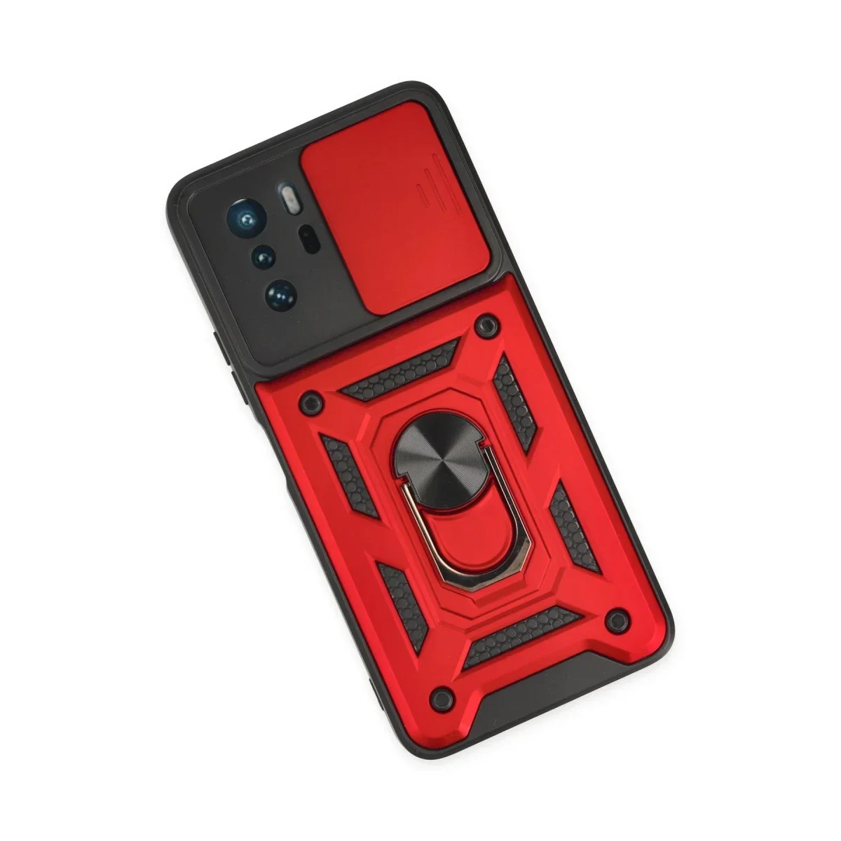 Xiaomi Poco X3 GT Kılıf Pars Lens Yüzüklü Silikon - Kırmızı görsel 3