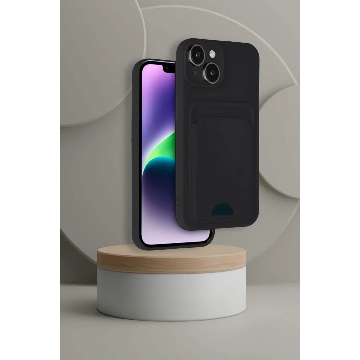 Apple iPhone 14 Kılıf Kelvin Kartvizitli Silikon - Siyah görsel 2