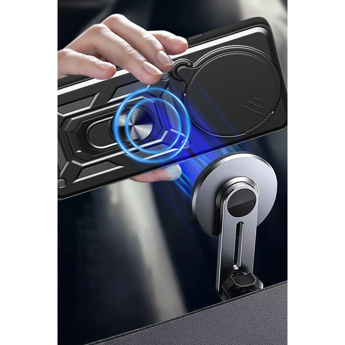 Xiaomi Redmi Note 14 Pro Plus Kılıf Pars Lens Yüzüklü Silikon - Lacivert görsel 3