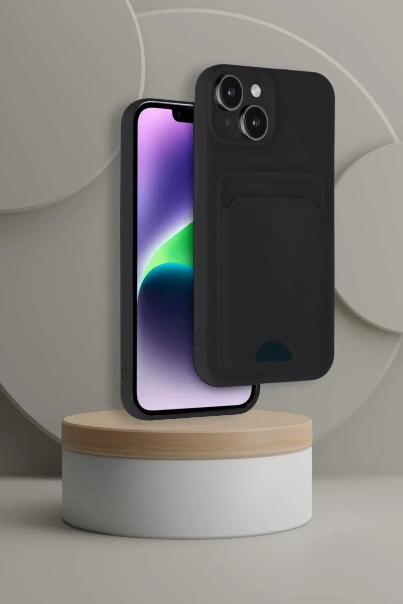 Apple iPhone 14 Kılıf Kelvin Kartvizitli Silikon - Siyah görsel 2