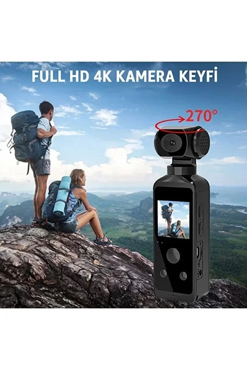 4K Ultra HD Aksiyon Kamerası 270° Geniş Açı Döner Klips Su Geçirmez Kılıf WiFi Kamera görsel 3