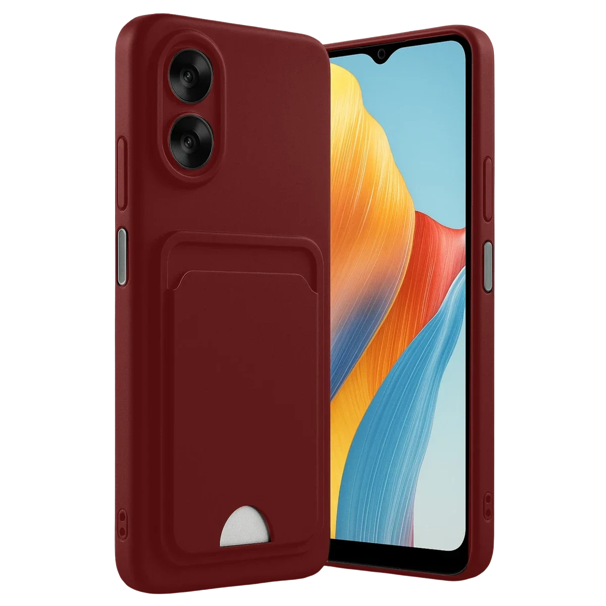 Oppo A38 Kılıf Kelvin Kartvizitli Silikon - Bordo