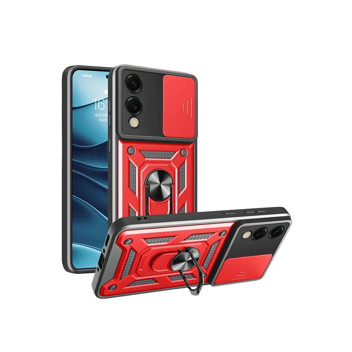 Samsung Galaxy S25 Edge Pars Lens Yüzüklü Silikon - Kırmızı