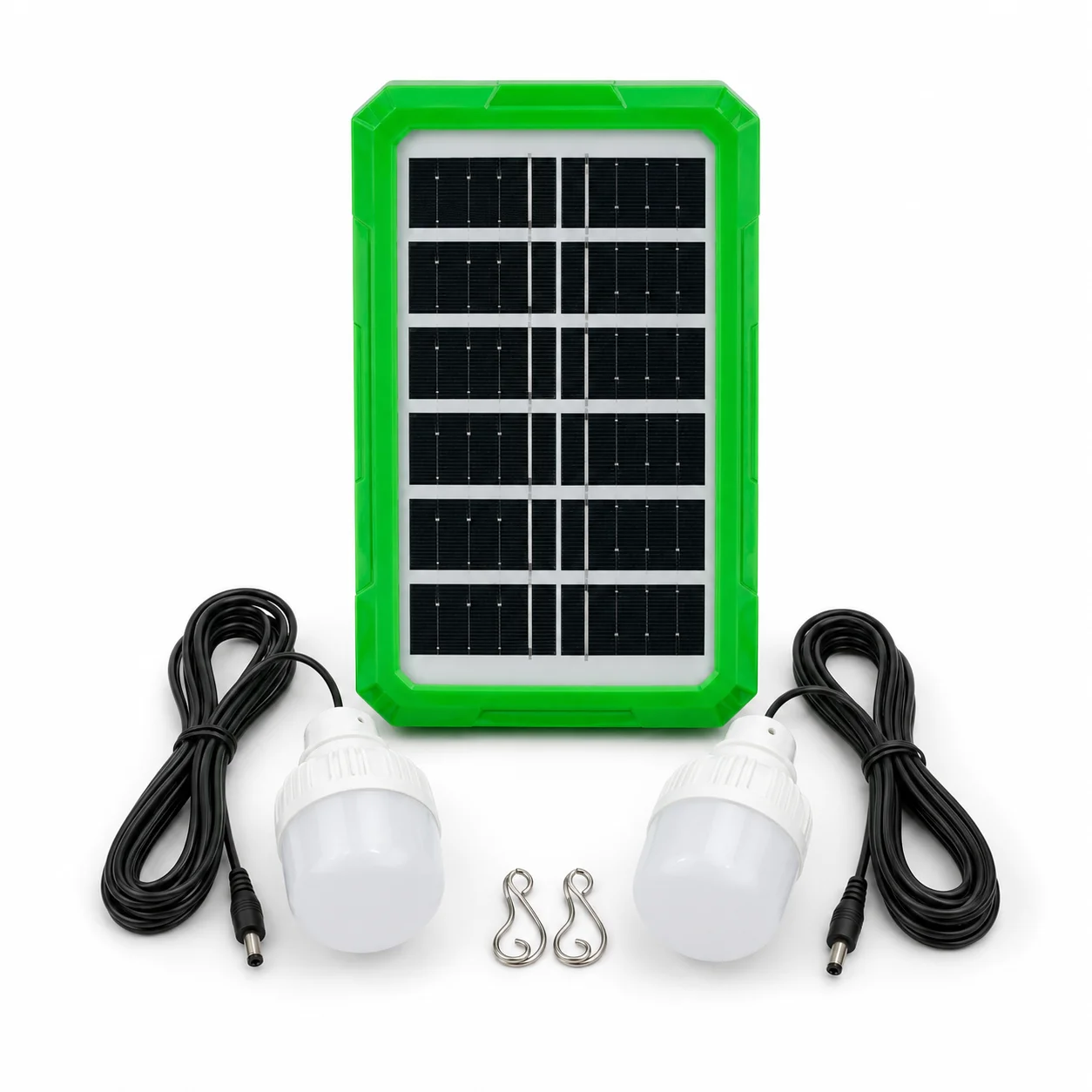 6V 3.5W Solar Panel Sistemli Taşınabilir Aydınlatma Seti – 2 LED Ampullü Kamp Lambası