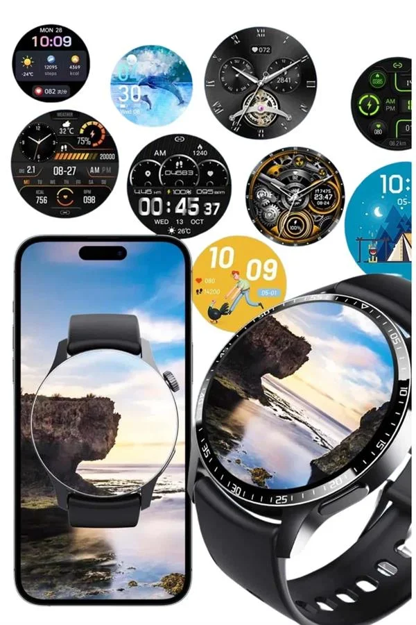 Amoled Ekran Metal Deri Silikon Kordonlu Uyku ve Sağlık Takibi görsel 4