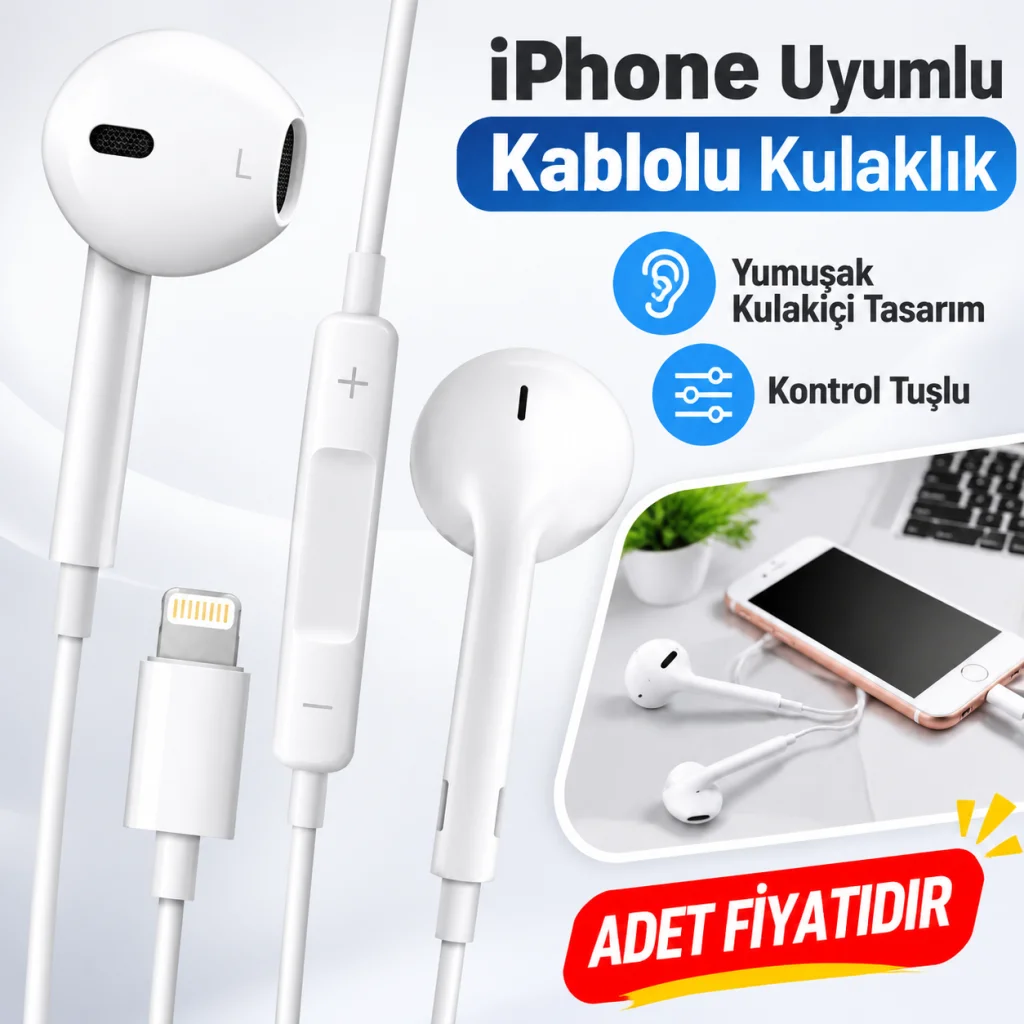 İphone Ucu Çıkışlı Pop Up Kulakiçi Yumuşak Kontrol Tuşlu Kulaklık (adet fiyatıdır)