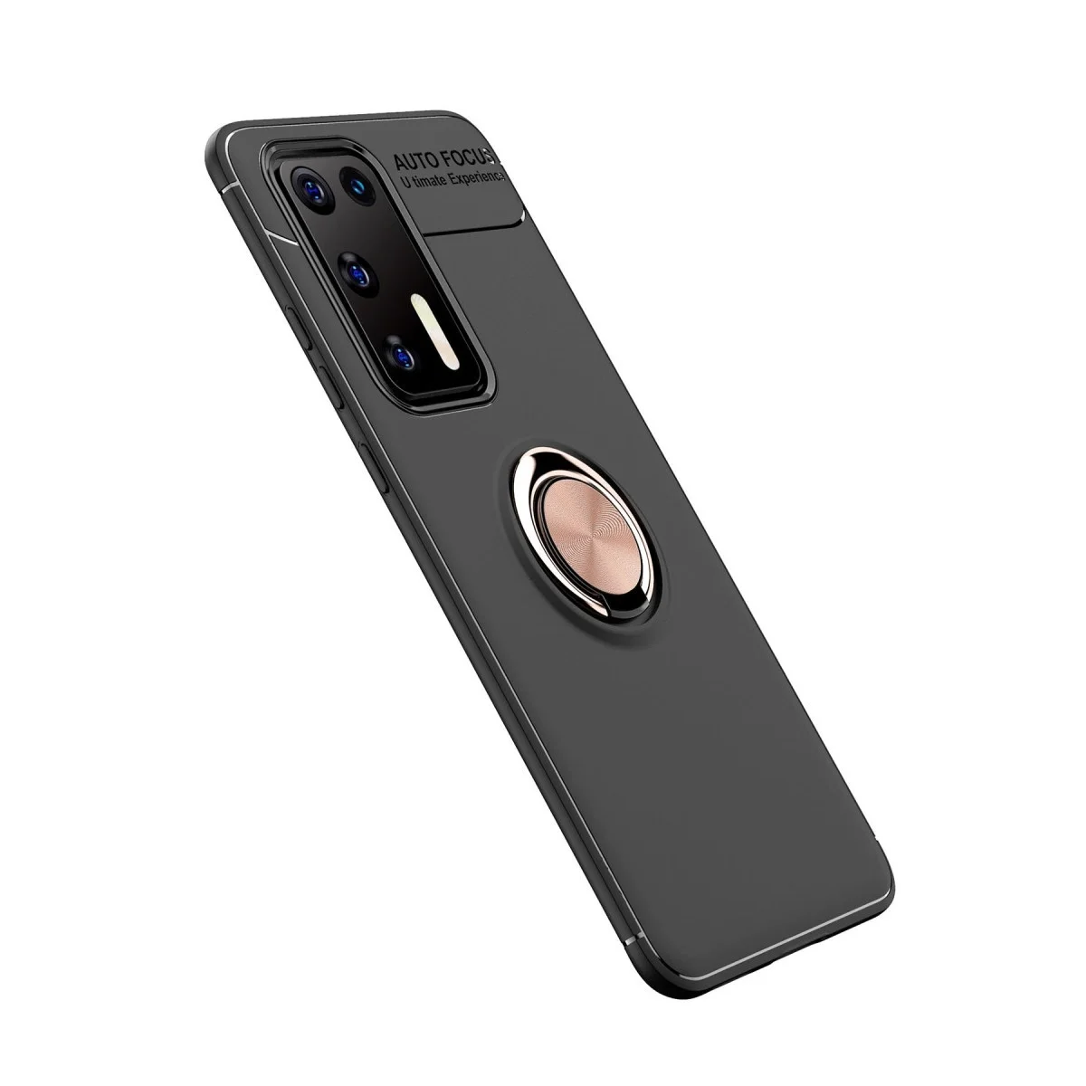 Huawei P40 Kılıf Range Yüzüklü Silikon - Siyah-gold görsel 2