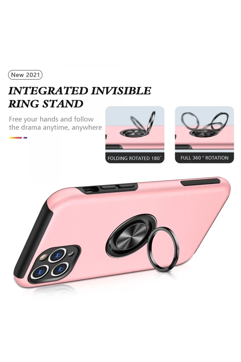 Apple iPhone 11 Pro Max Kılıf Elit Yüzüklü Kapak - Pembe görsel 3